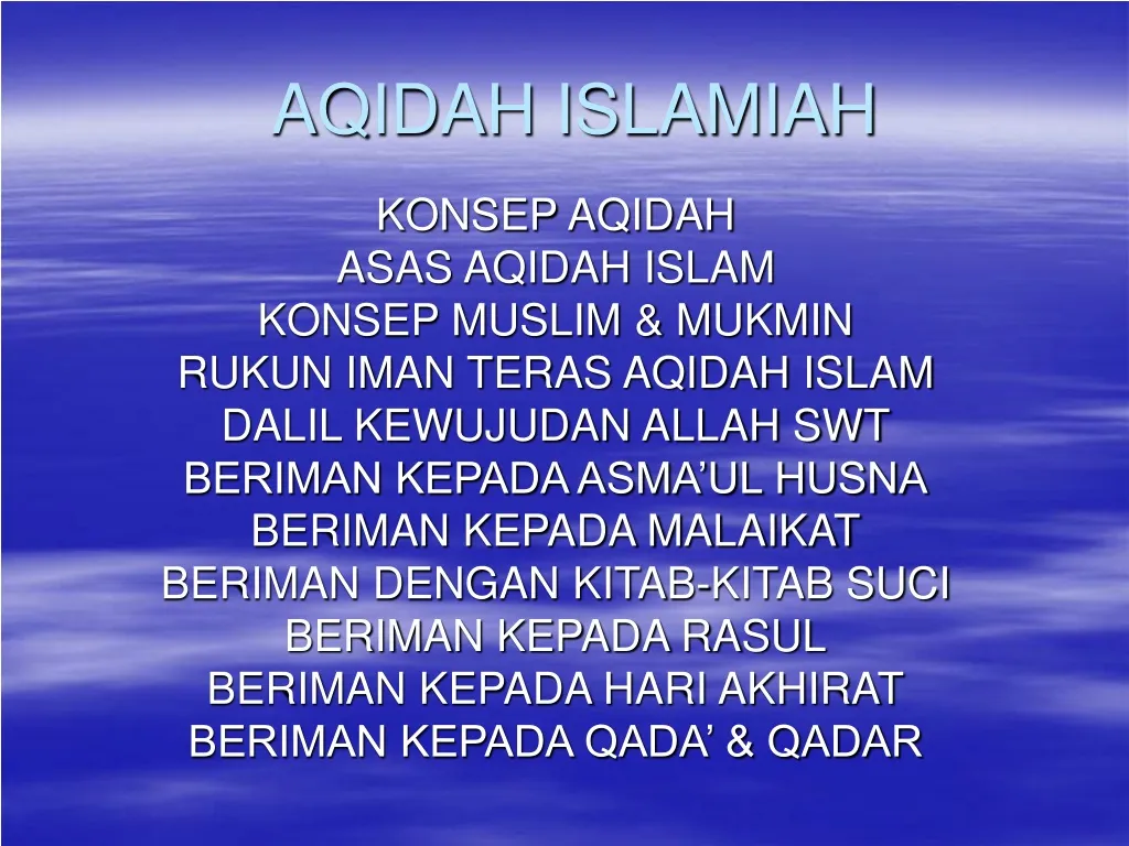 aqidah islamiah n.
