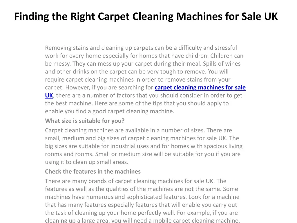 finding the right carpet cleaning machines for sale uk n.