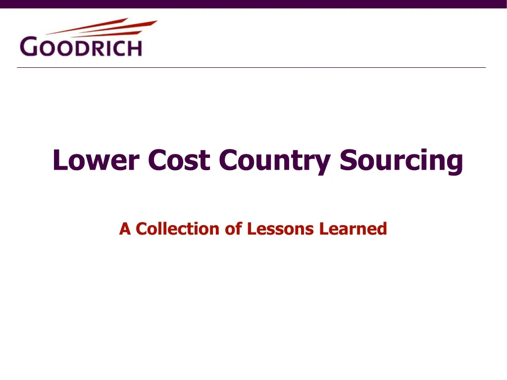 lower cost country sourcing n.