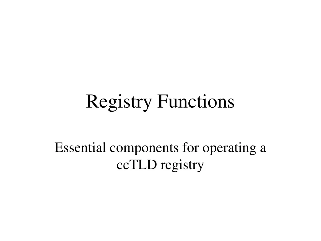registry functions n.