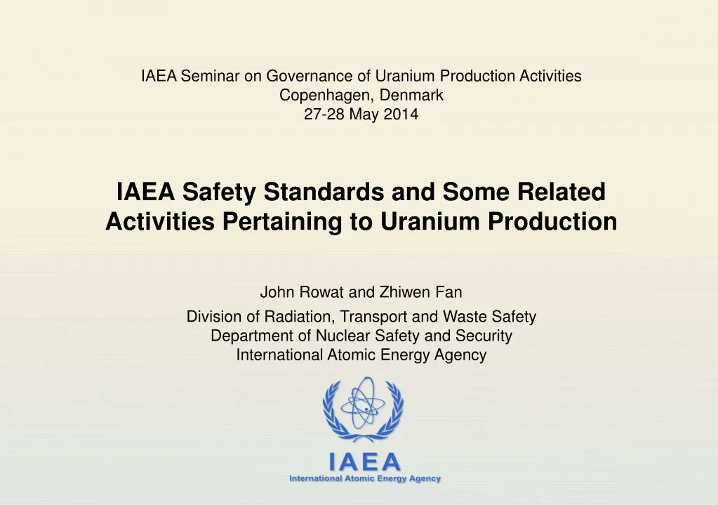 PPT - IAEA Safety Standards And Some Related Activities Pertaining To ...