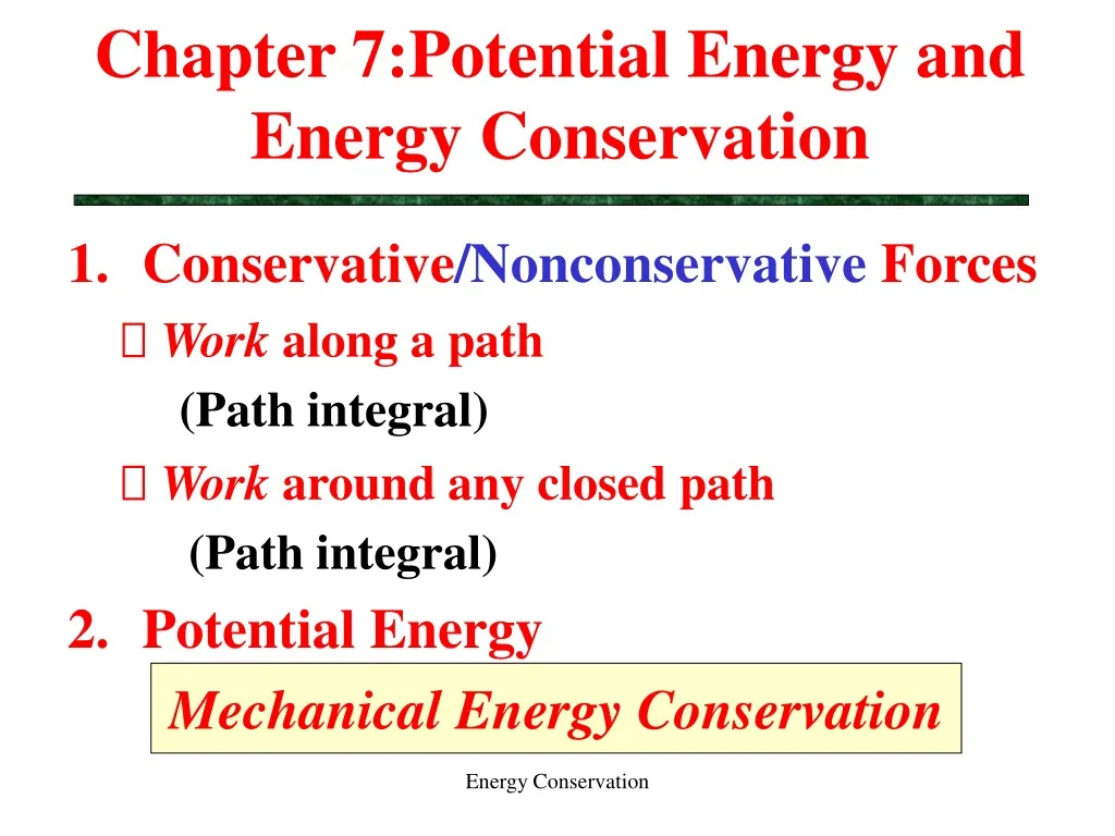 chapter 7 potential energy and energy conservation n.