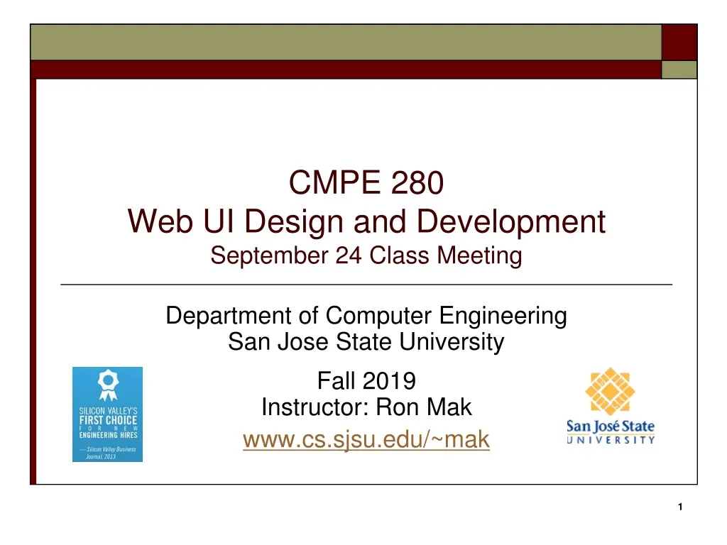 cmpe 280 web ui design and development september 24 class meeting n.