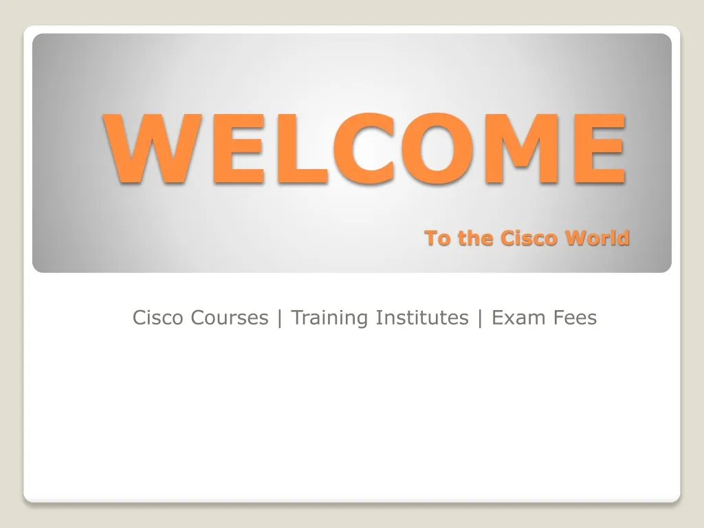welcome to the cisco world n.