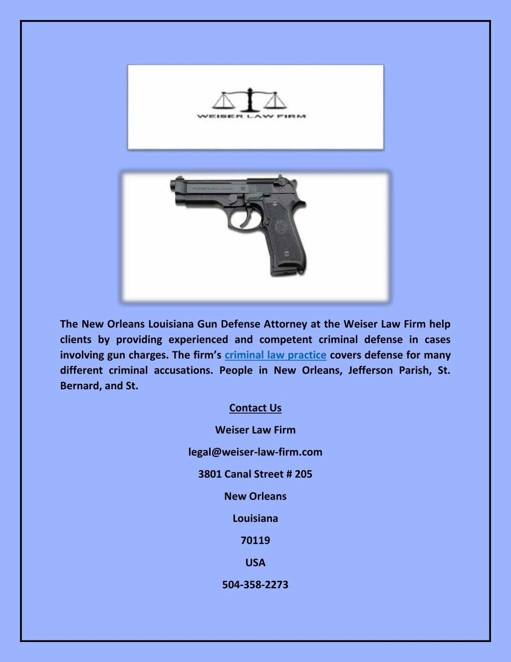 the new orleans louisiana gun defense attorney n.