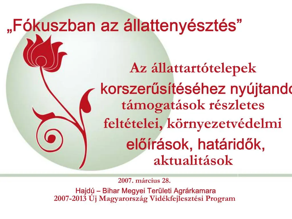 PPT - Az Llattart Telepek Korszerus T S Hez Ny Jtand T Mogat Sok R ...