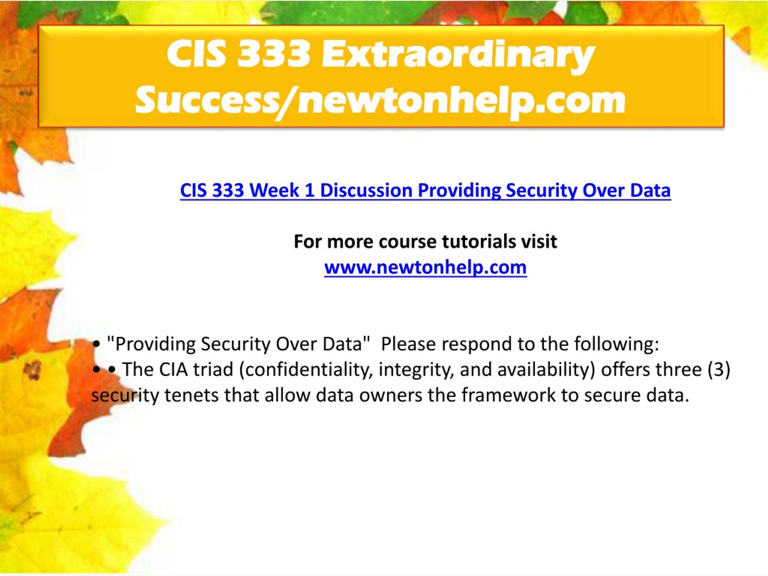 PPT - CIS 333 Extraordinary Success/newtonhelp.com PowerPoint ...