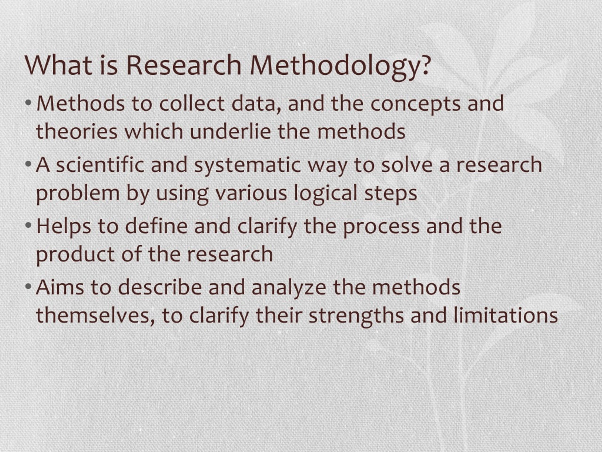 report meaning in research methodology