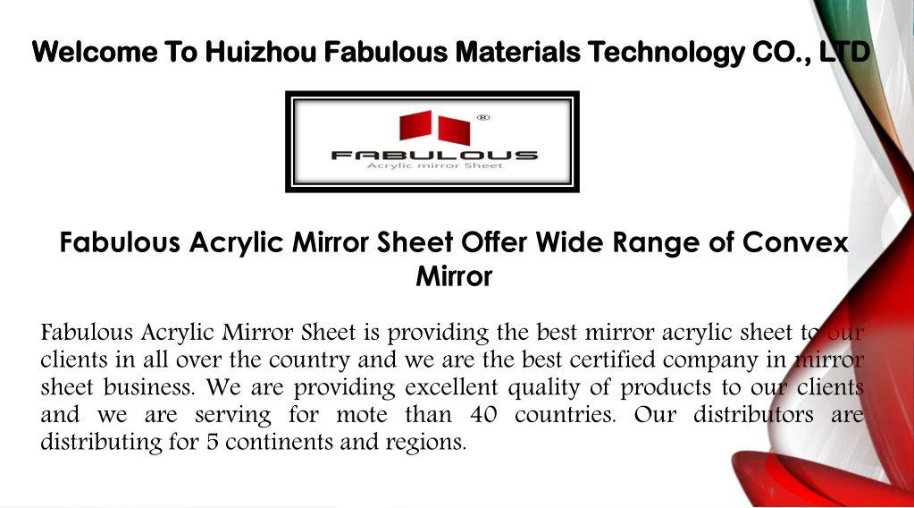 welcome to huizhou fabulous materials technology n.