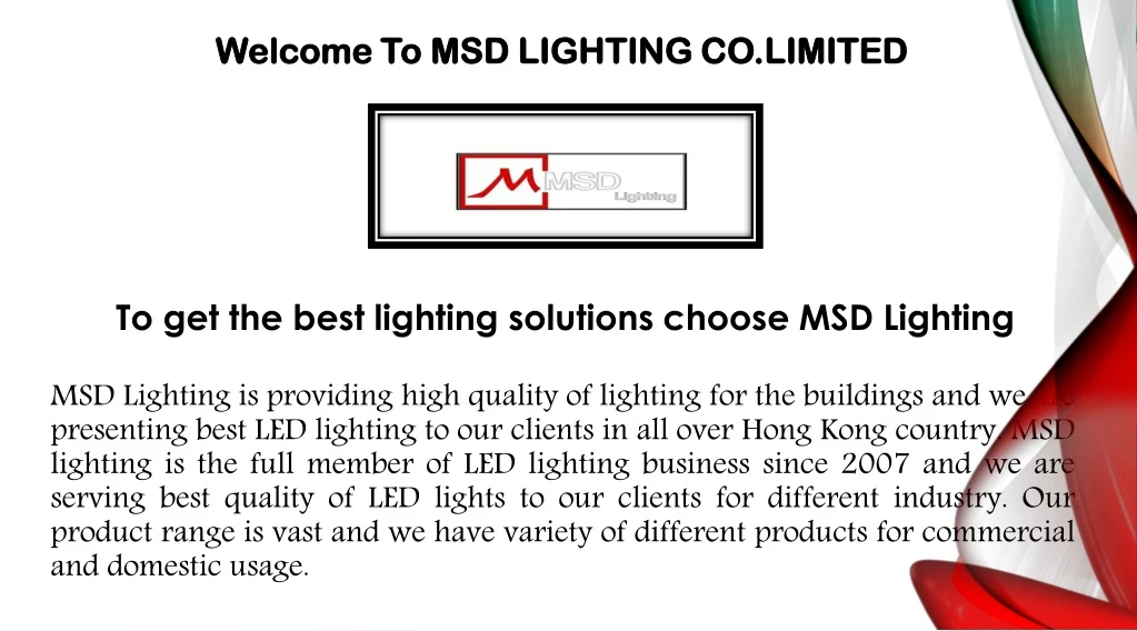 welcome to msd lighting co limited n.