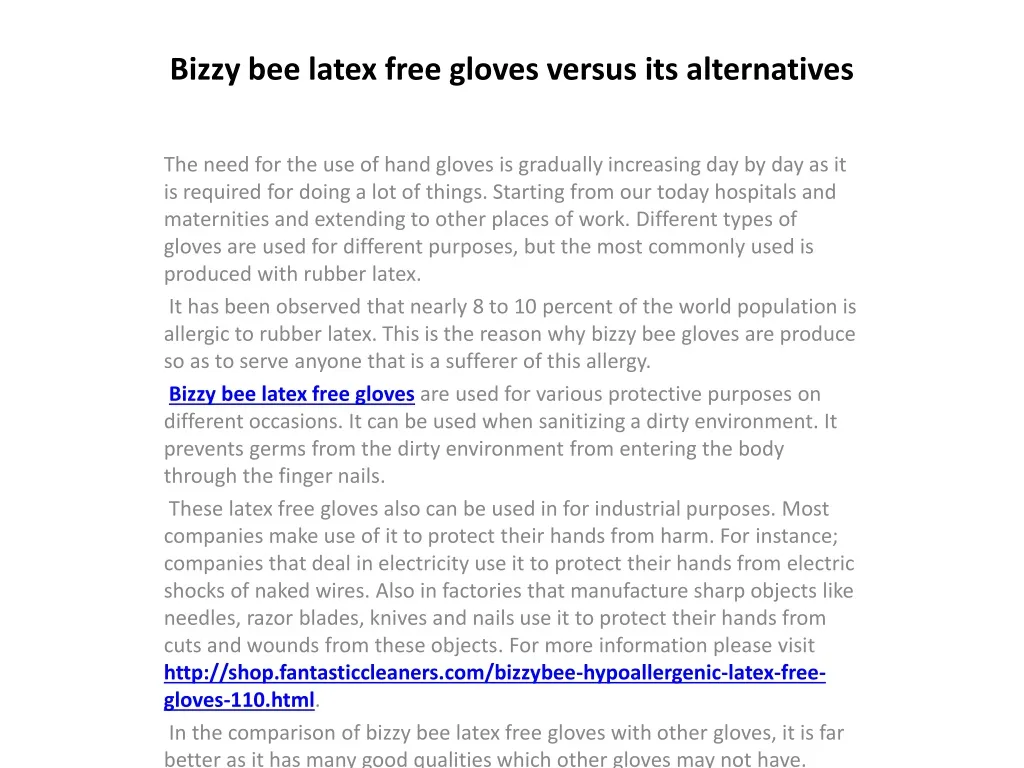 bizzy bee latex free gloves versus its alternatives n.