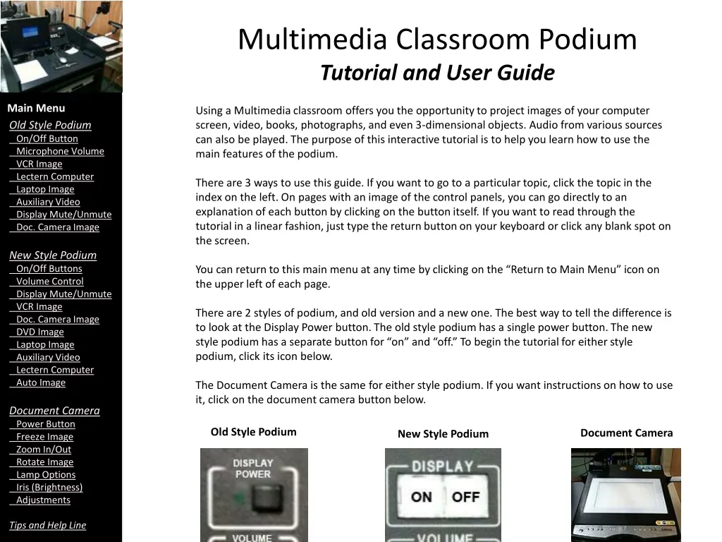 multimedia classroom podium tutorial and user guide n.