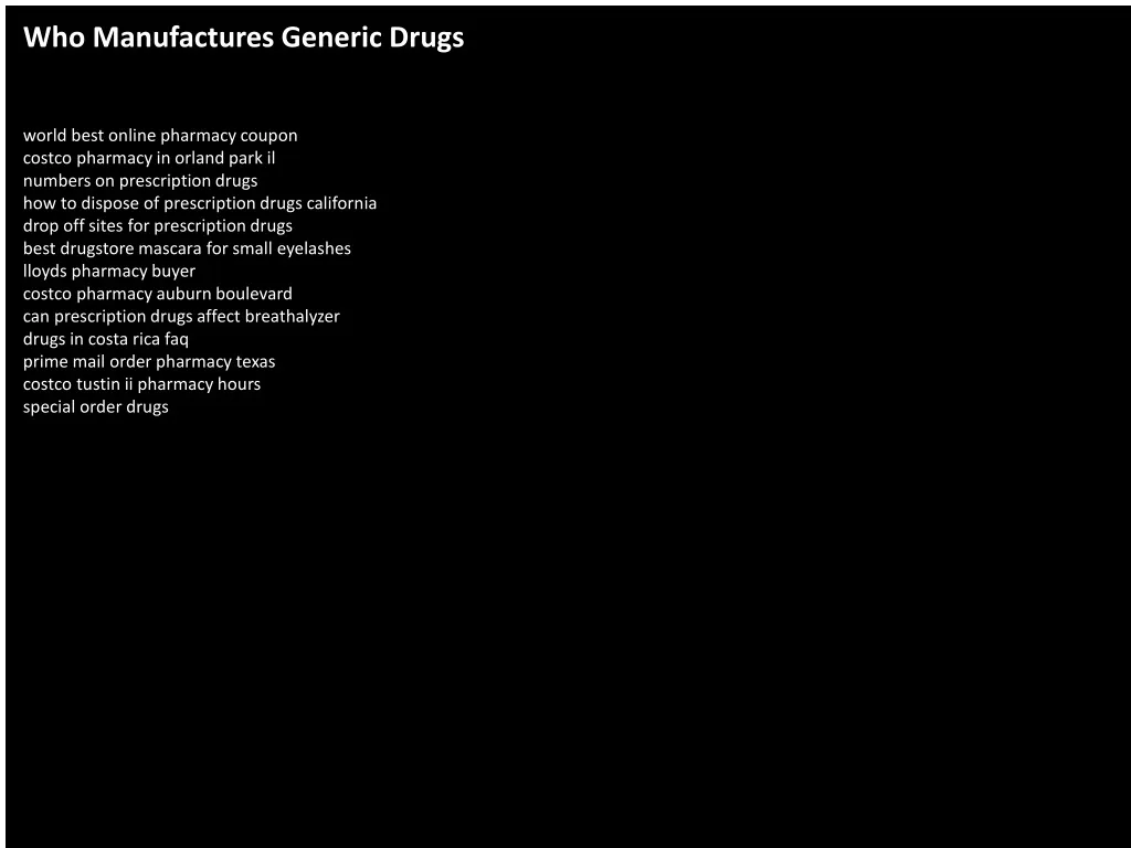 who manufactures generic drugs n.